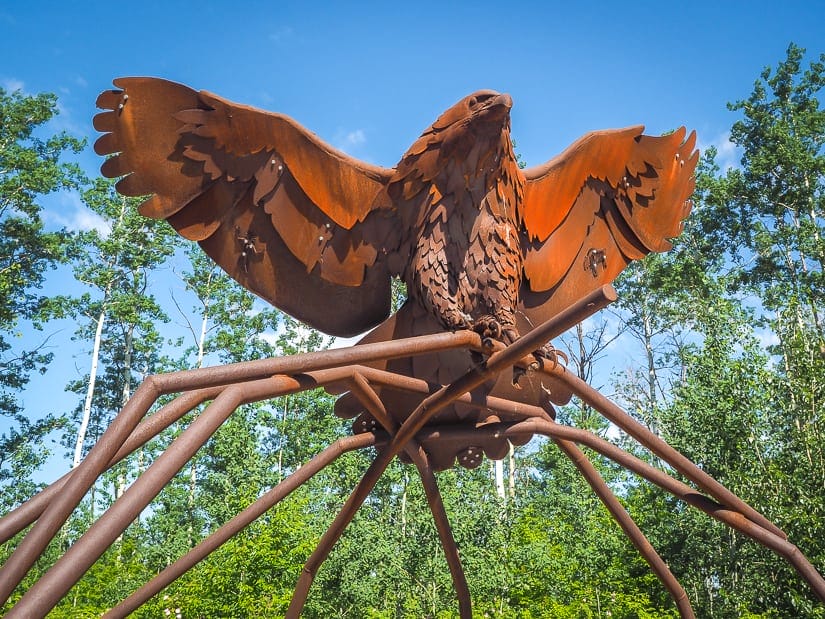 Statue on the aboriginal Interpretive Trail, Macdonald Island