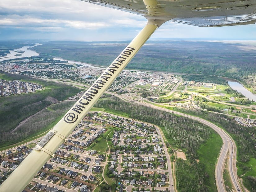 Seeing Fort McMurray from above on a McMurray Aviation aerial tour, one of the top tourist attractions in Fort McMurray
