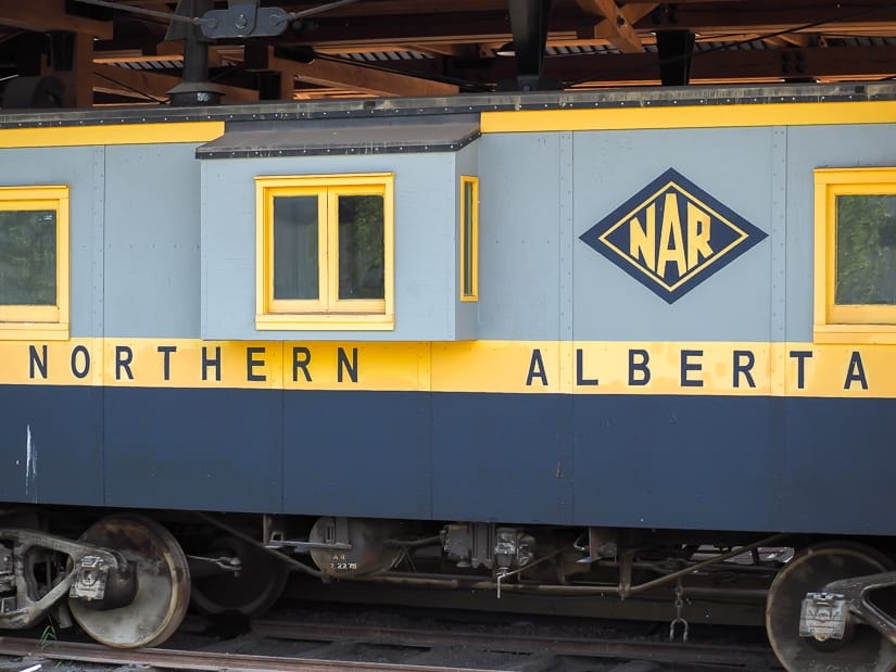 Old train car at Heritage Shipyard in Fort McMurray