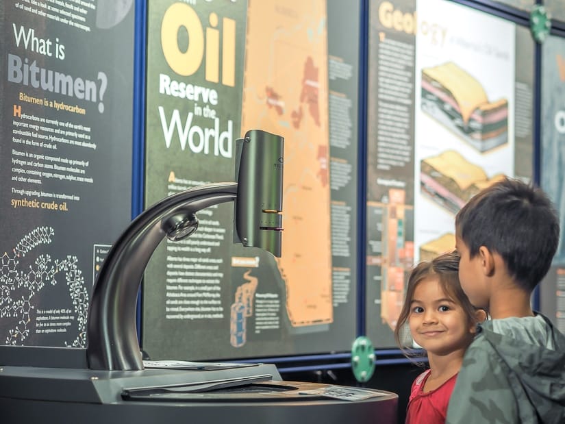 Kids at the Oil Sands Discovery Center, one of the best things to do in Fort McMurray with kids