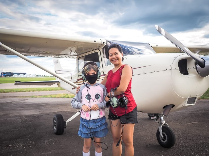 My wife and niece about to board our aerial tour of Fort McMurray