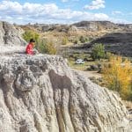Boy looking over the Dinosaur Provincial Park Camping Site