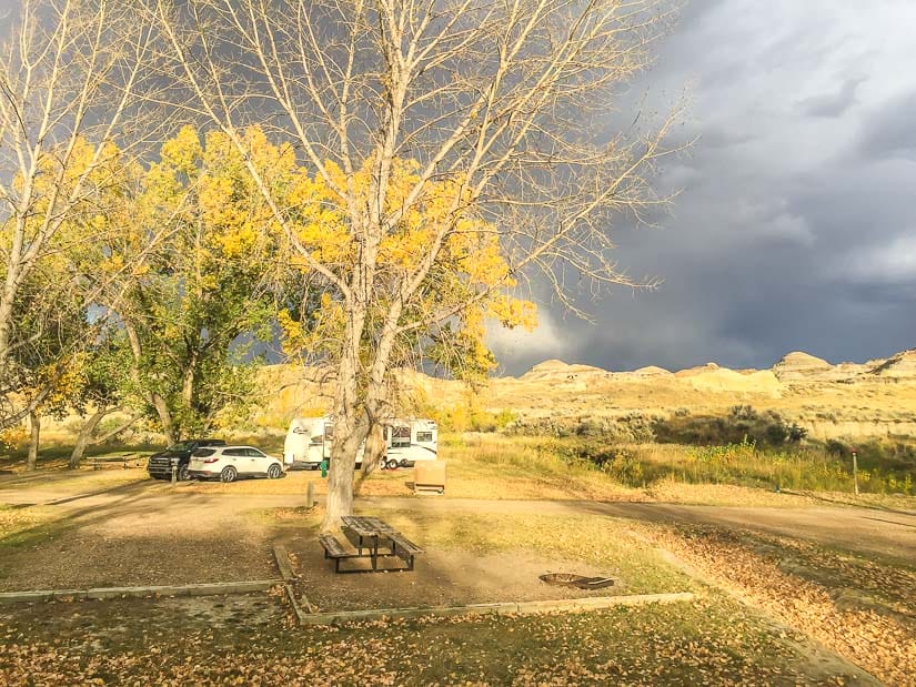 Gray clouds above Dinosaur Campground