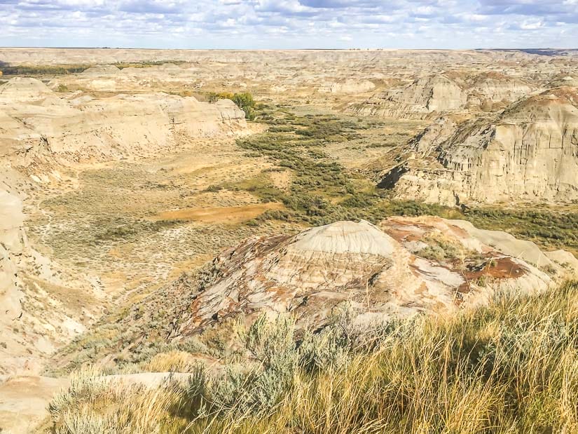 View looking down on Dinosaur Provincial Park from the entrance sign viewpoint