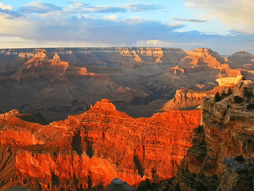 Grand Canyon red colored cliffs in autumn