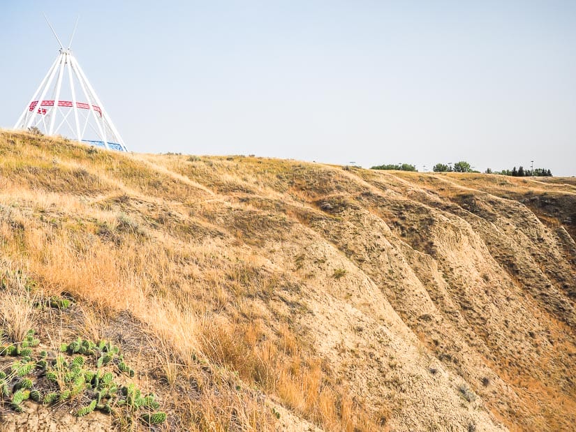 Saamis teepee looking down on Seven Persons Coulee and the Saamis Archaeological site