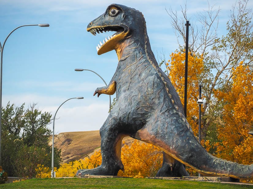 A dinosaur on the Dinosaur Walk in Drumheller
