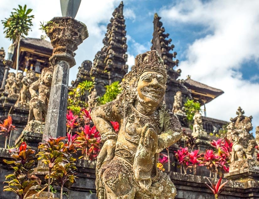 Statues and entrance way to Pura Besakih in Bali
