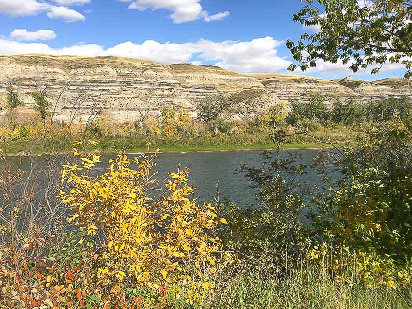 The riverside park in Drumheller in fall