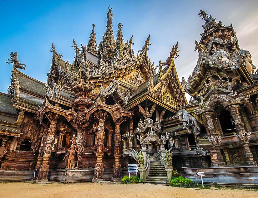 The Sanctuary of Truth, a wooden temple in Pattaya, Thailand, very unique among the temples of Southeast Asia