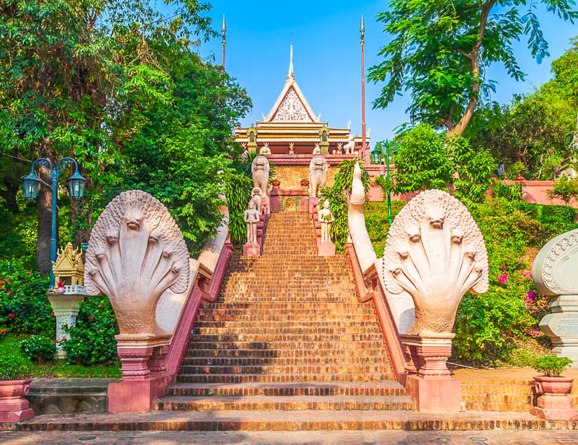 Wat Phnom, the most important temple in Cambodia, Southeast Asia