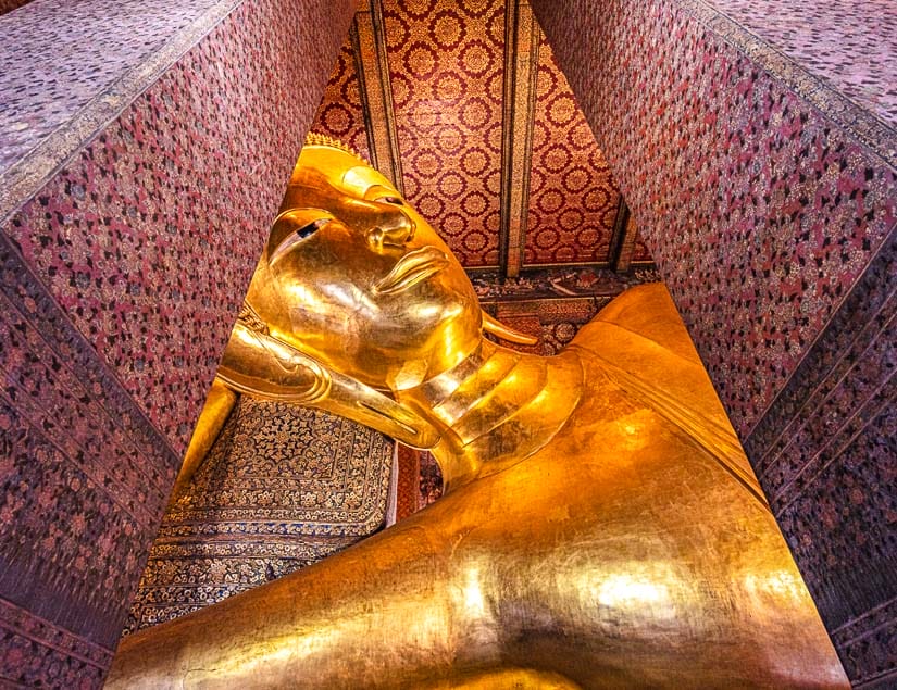 Reclining Buddha in Wat Pho, Bangkok, one of the most important temples in Thailand and Southeast Asia