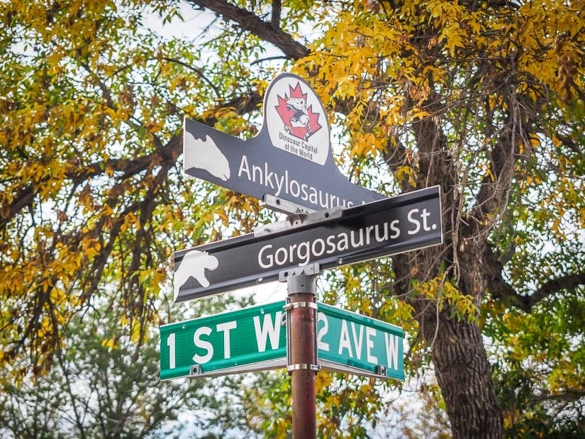Dinosaur-named street signs in Drumheller