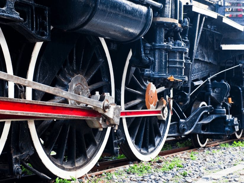 Close up of train wheels at Hualien Railway Culture Museum