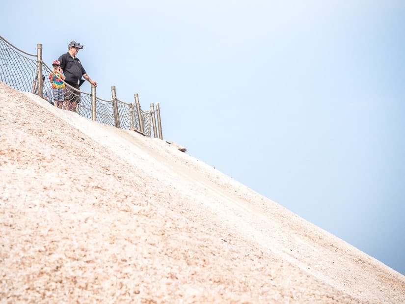 People standing on top of Qi Gu Salt Mountain