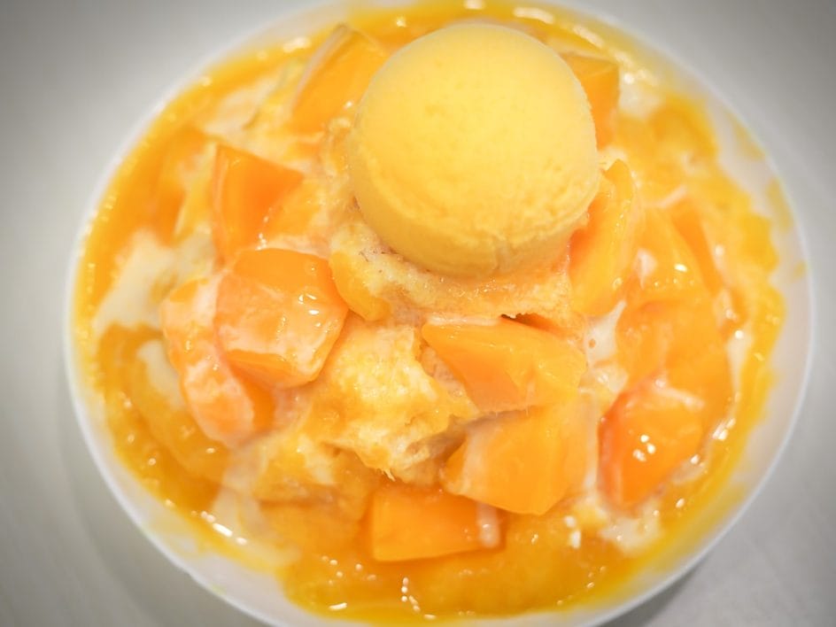 A bowl of mango shaved ice from Yongkang Street in Taipei
