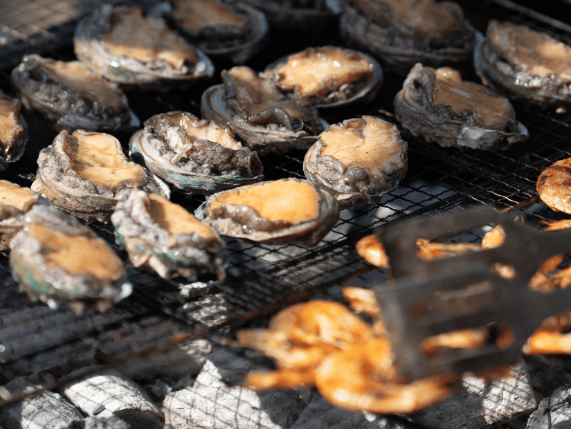 Grilled abalone, a specialty food in Taiwan