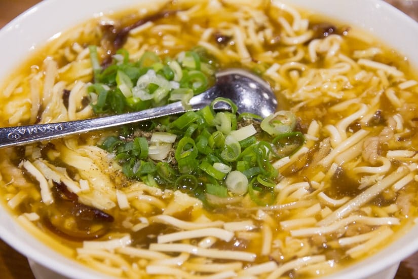 A bowl of hot and sour soup