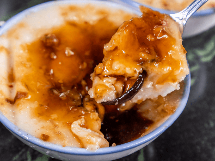 A bowl of Taiwanese rice pudding or "Whay Guay" common in Tainan