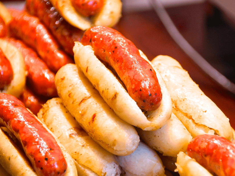 A small sausage inside a big sausage