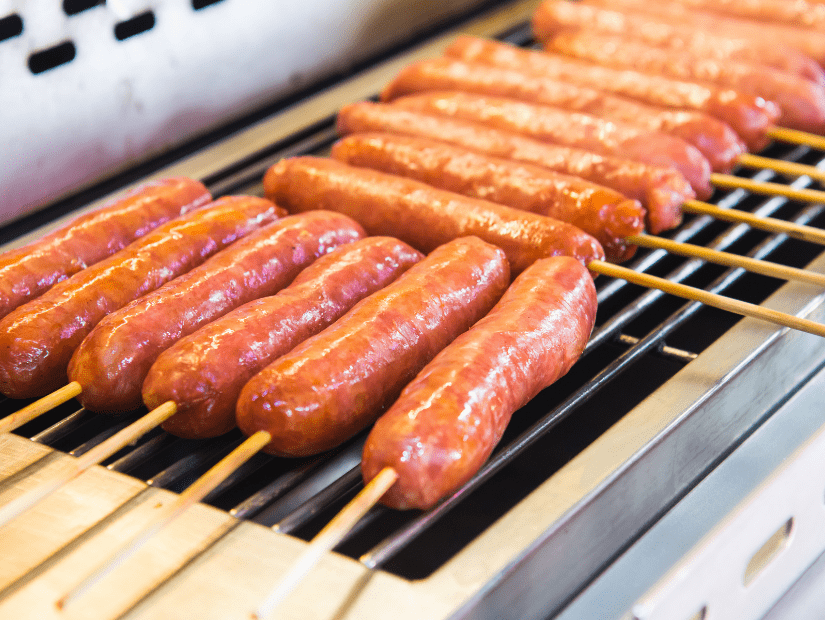 Taiwanese sausages on a barbecue