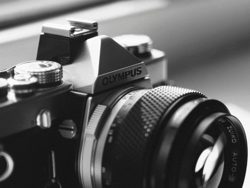 Black and white image of the Olympus omd em5 mark 2 mirrorless camera