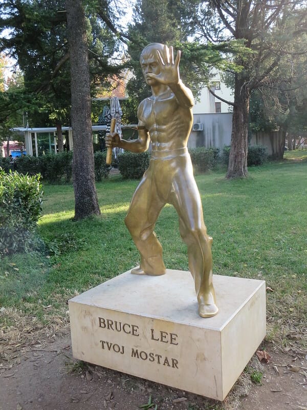 Bruce Lee statue in Mostar