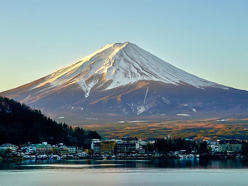 Mt. Fuji viewed from the shore of Lake Kawaguchi (Kawaguchiko)