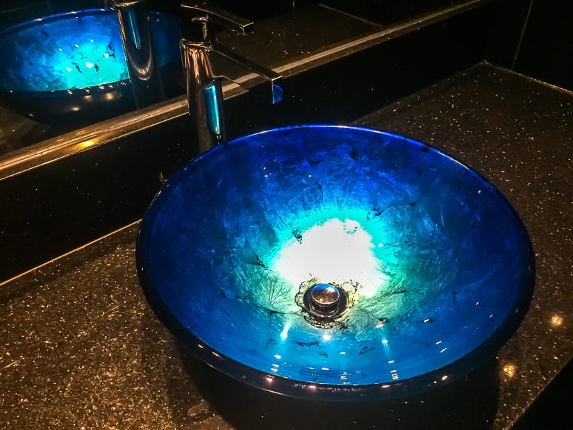 Sink in the bathroom at Fantasyland themed hotel