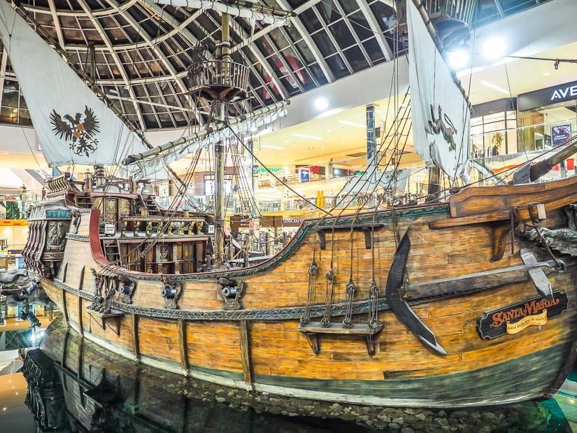 A perfect replica of the Santa Maria, the ship used by Christopher Columbus, inside West Edmonton Mall