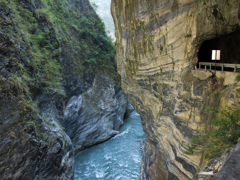 View of the tunnel of nine turns in Taroko National Park