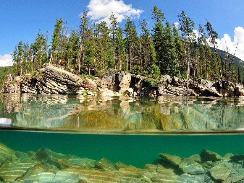 Cliffs at Horseshoe Lake in Jasper