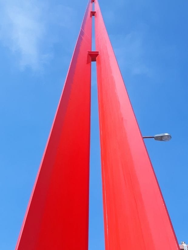 The border markers between Alberta and Saskatchewan in Lloydminster 