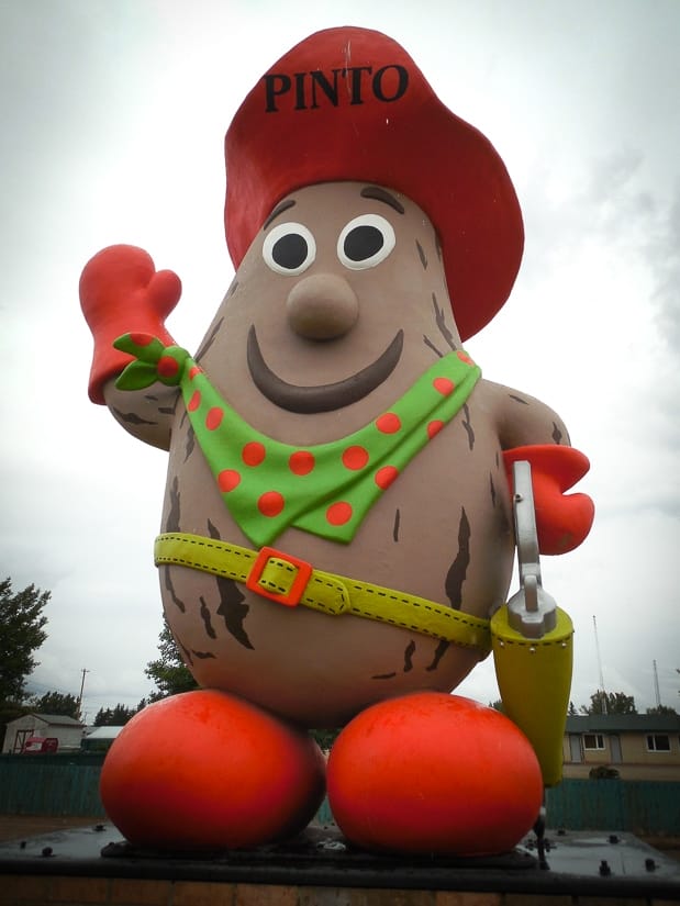 Giant Pinto Bean statue in Bow Island, Alberta