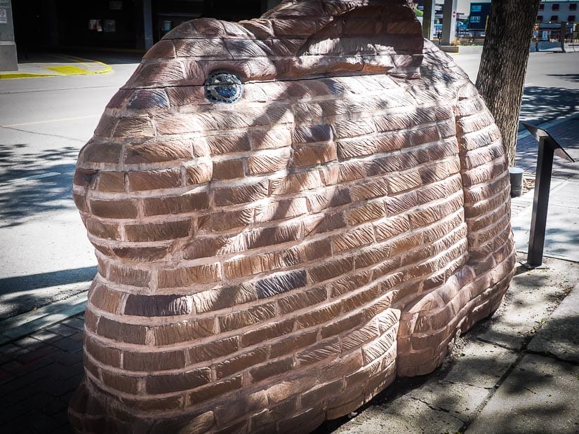 Giant rabbit statue in downtown red deer