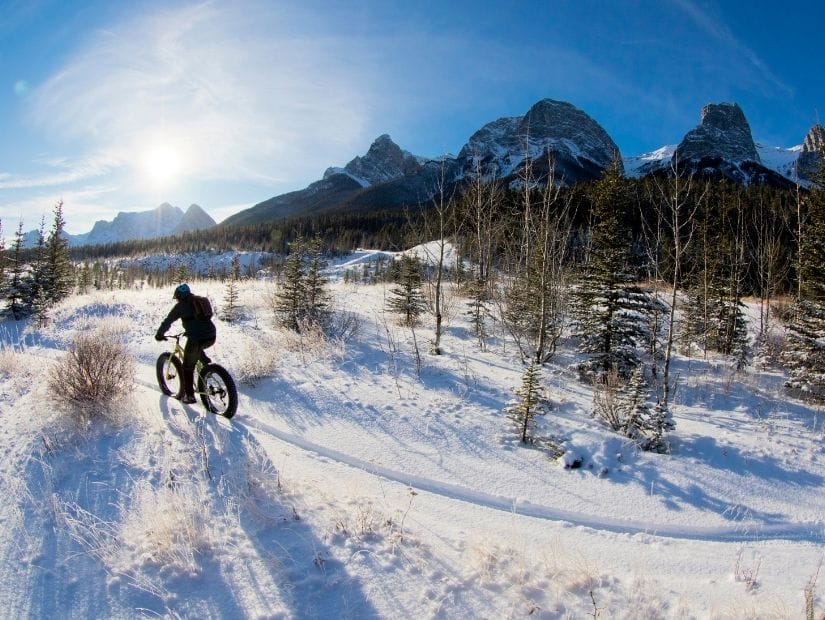 Winter cycling at Canmore Nordic Centre