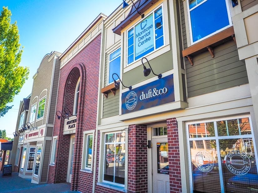 Row of shops in the historic downtown of Abbotsford