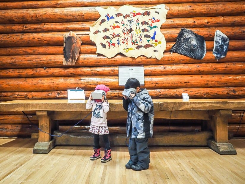 Kids using Virtual reality headsets in Buffalo Nations Luxton Museum