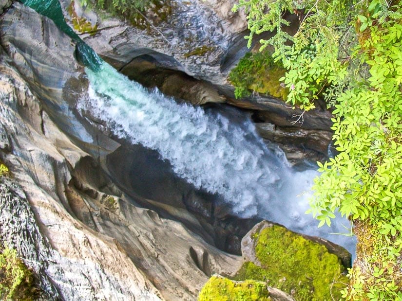 A waterfall in Maligne Canyon