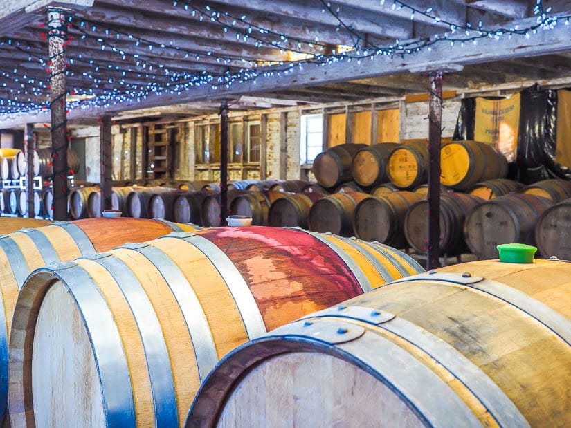Wine storage area at Mt. Lehman Winery