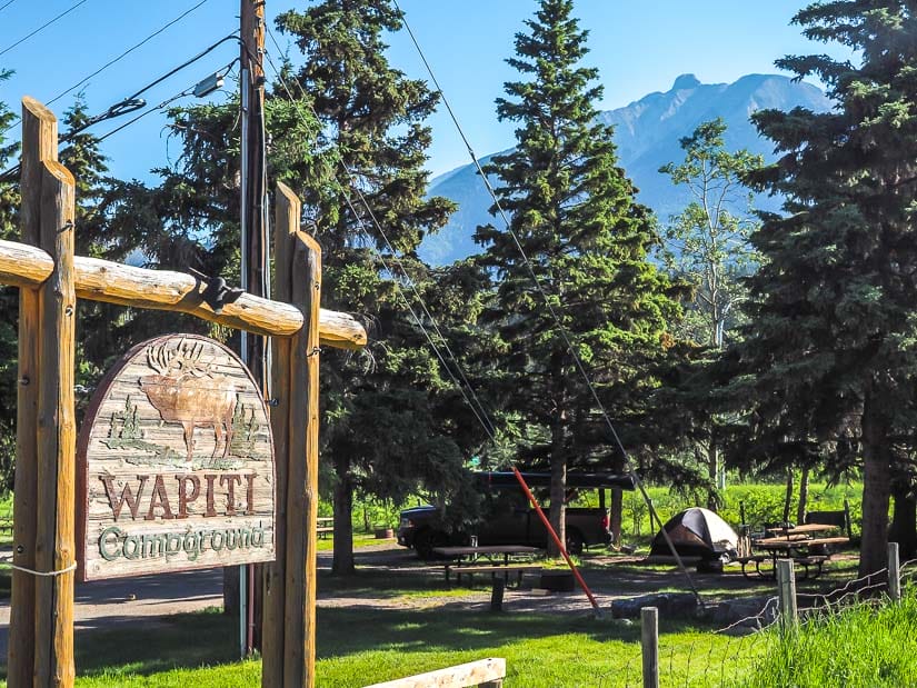 Wapiti Campground, the only campground in Canmore town, and best budget place to stay when doing Canmore sightseeing