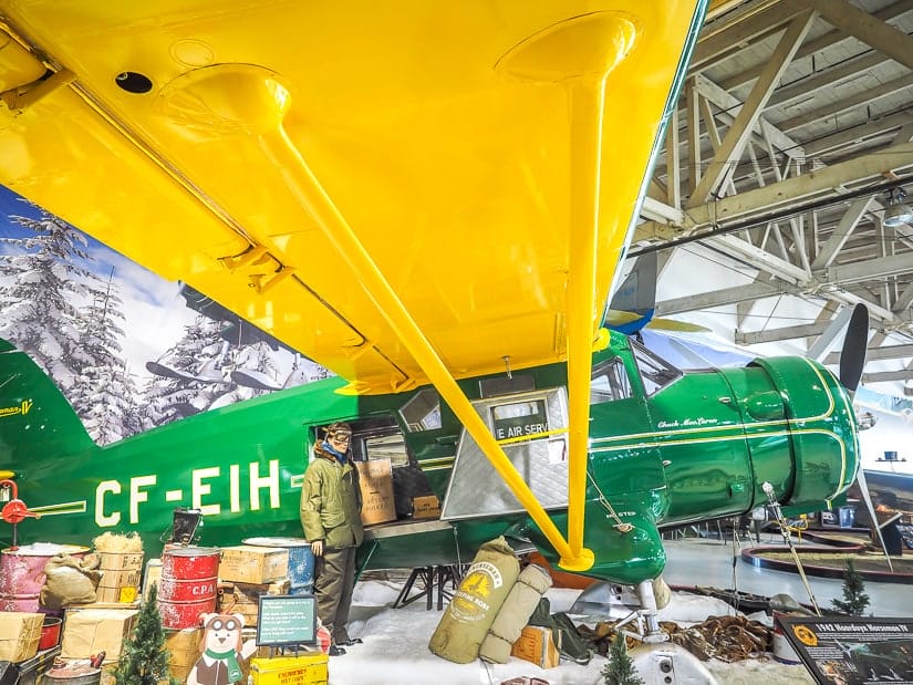 Airplane display in the Alberta Aviation Museum in Blatchford, Edmonton
