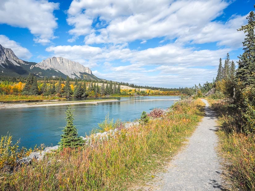 Easy walking trail along Bow River Trail in Bow Valley, Kananaskis