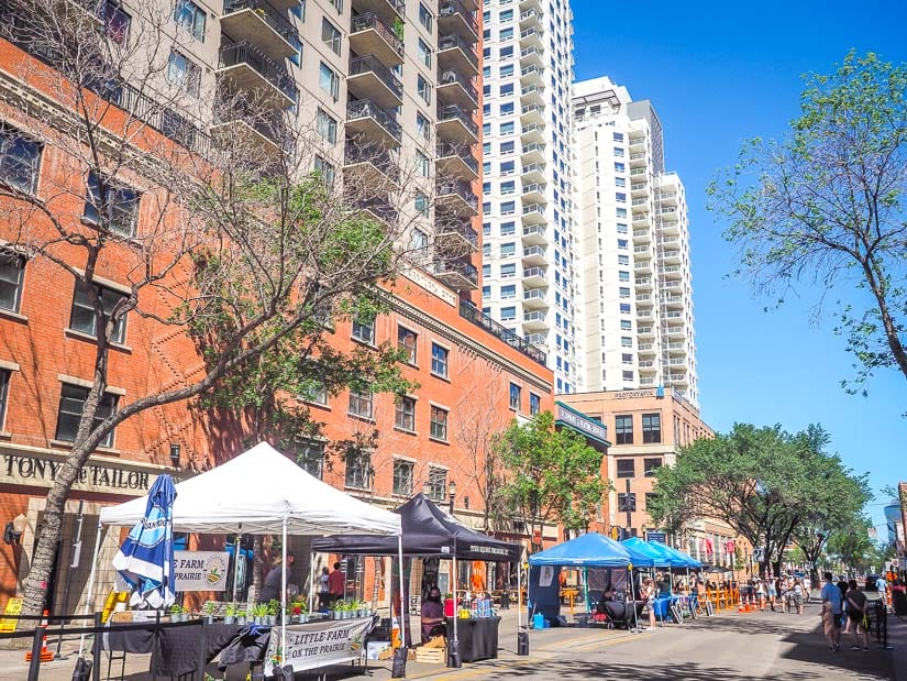 A pedestrian street called 104st Promenade (Alfresco on 4th) in downtown Edmonton