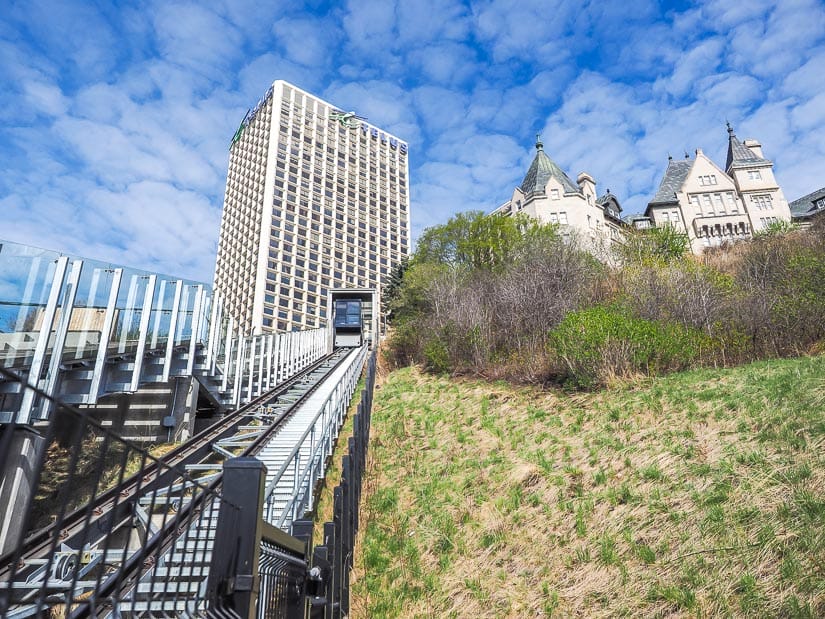 Edmonton Funicular with Hotel Macdonald in background