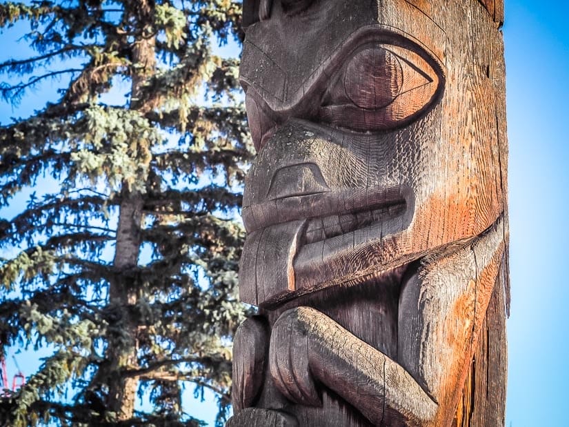 An indigenous totem pole at Government House