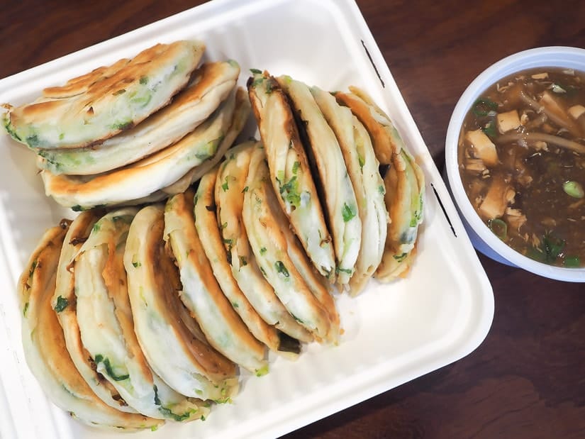 A plate of Green onion cakes from Green Onion Cake Man on Alberta Avenue in Edmonton