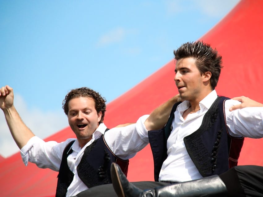Two Greek men performing at the Edmonton Heritage Festival