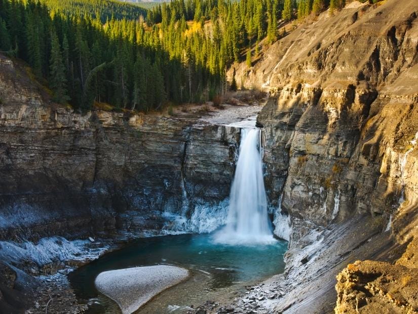 Ram Falls at the start of winter, one of the best falls near Edmonton
