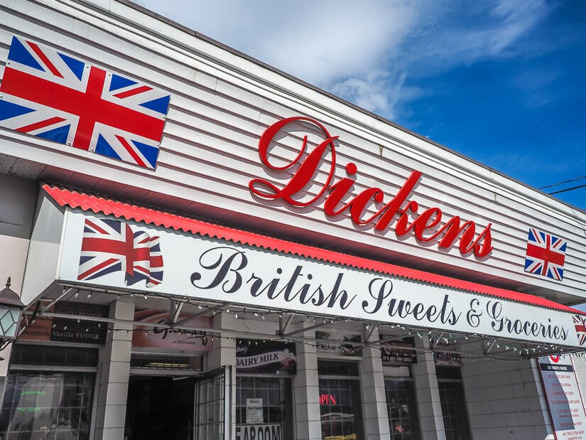 Exterior of Dickens Sweets and British Museum in Chilliwack